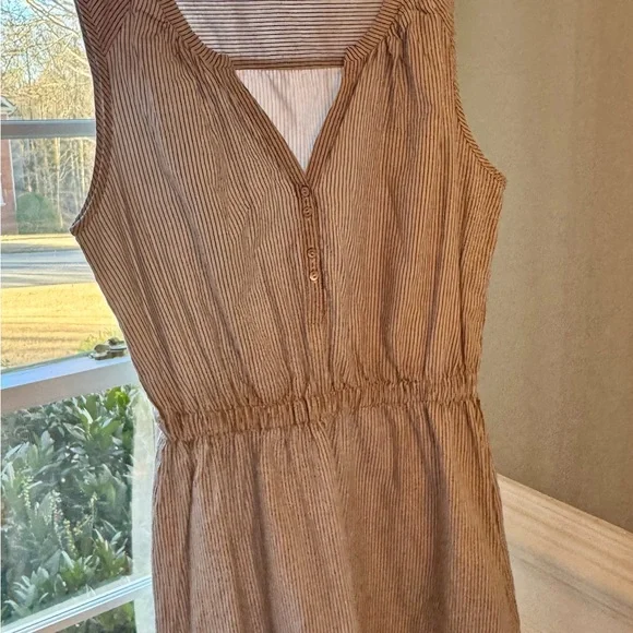Lilla P Split Neck Striped Sleeveless Lined Cotton Shirt Dress Women’s S Midi - Picture 6 of 14